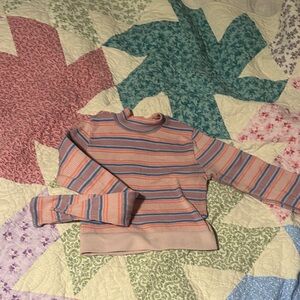 Urban Outfitters Peach and Blue Striped Crop Top